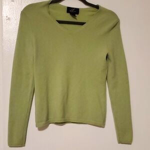 Pure Cashmere Sweater v-neck Green